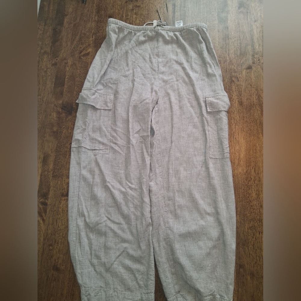 Haven Well Within Wide Leg Cargo Lenzing/Wool Blend Elastic Waist Pants M